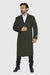 Mens Topcoat Mens Dress Coat Full Length Wool Dress Top Coat / Overcoat in Olive Green