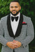 Mens Black And White Tuxedo Houndstooth Prom Suits - Groom Tuxedo