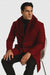 Mens Overcoat With Fur Collar - Burgundy Topcoat - Maroon Wool Fabric Long Coat