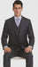 Men's Dark Navy 3 Pieces Modern Sheen Sharkskin Design Suit