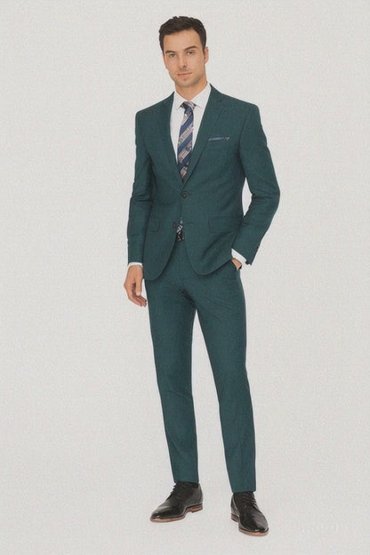 Men's Teal Green Front Flap Pockets Suit
