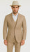 Mens Stacy Adams Suit - Designer Suit - 3 Piece Suit - Vested Suit - Flat Front Pant- Modern Fit Suits Tan Suit