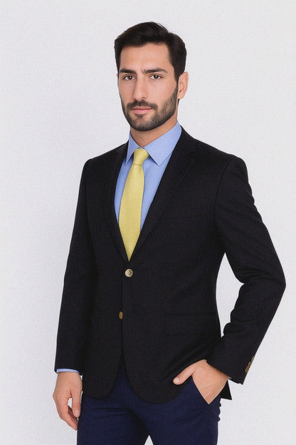 Men's Sport Coat Black Tiglio Suit - Signature Menswear Wool Fabric SuitsOutlet - Brand - High End Suits - High Quality Suits