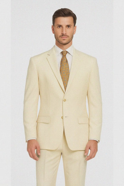 Men's Vitali  Authentic 2 Button Cream Slim Fit Suit