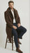 Men’s Brown Long Overcoat with Faux Fur Collar – Classic Winter Formal Coat Three Quarter Carcoat Wool and Cashmere Fabric