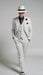 White and Black Pinstripe Vested Suit + Matching White Hat + Shirt And Tie - Gangster Suit