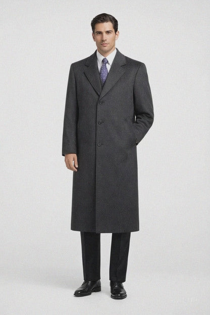 Darkest Charcoal Gray Men'S Dress Coat Long Men'S Dress Topcoat - Winter Coat ~ Men'S Overcoat Long 46 Inches In Length