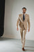 Mens "Bronze - Tan Pinstripe - Camel" Double Breasted Pinstripe Suit - Flat Front Pant