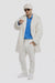 Ivory Faux Fur Coat - Off White Color Cream Mens Coat - Single Breasted