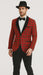 Men's Red Flap Besom Pocket Designer Fashion Dress Casual Blazer