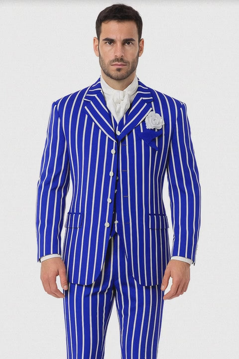 Royal Blue and White Pinstripe