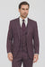 Men's Maroon ~ White Gangster Bold PinStripe Mars Vested 3 Piece Fashion Suit Pleated pant