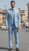 Lazio Collection - Modern Fit Windowpane Suit 3 Piece in Light Blue