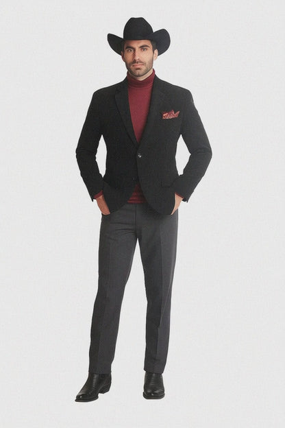 Men's 2 Buttons Classic Corduroy Cheap Priced Unique Dress Blazer Jackets For Men Sale Black