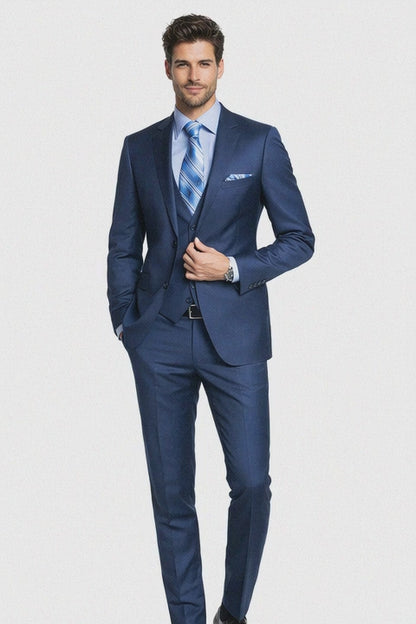 Bertolini Wool & Silk 2Pc French Blue Suit Modern Fit