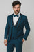 Teal Blue Slim Fit Tuxedo 3 Piece with Satin Shawl Collar Vest
