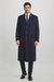 Men'S Dress Coat Long Wool Winter Dress Knee Length Coat 45 Inch Navy Blue Men'S Overcoat Classic Model Features Button Front Wool 3 Button Style