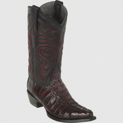 Men's Los Altos Caiman Tail Snip Toe Boots - Black Cherry