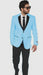 2BW2 Sky Light Blue ~ Baby Pastel Color With Black Lapel Tuxedo With Black Vest & Black Pants Vested 3 Pieces
