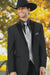 Men 2 Button Trim Cowboy in Black Cowboy Suit - Country Besom Pockets Wedding Suits