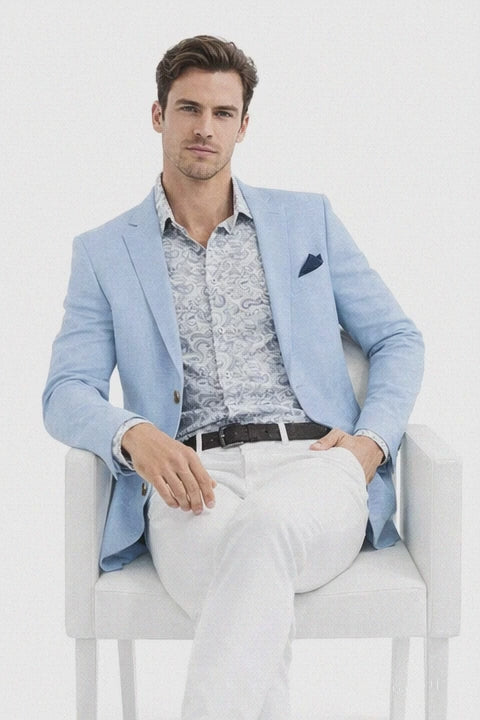 Linen Blazer - Light Blue Linen Sportcoat