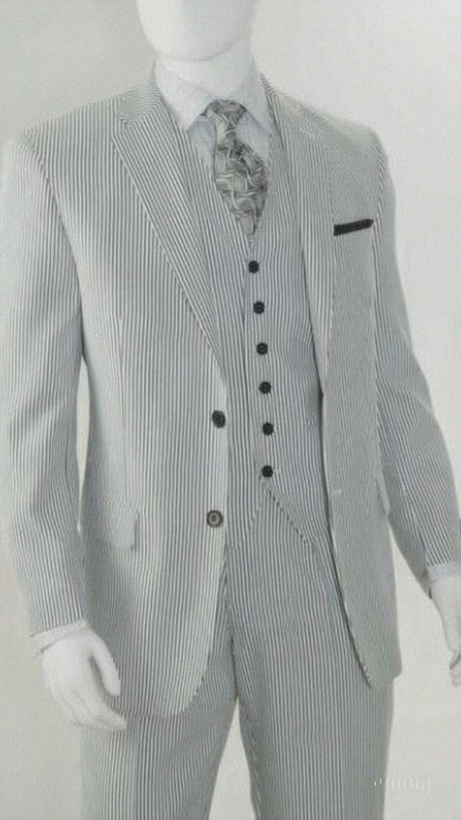 Men's Big & Tall Seersucker Sear sucker suit Black