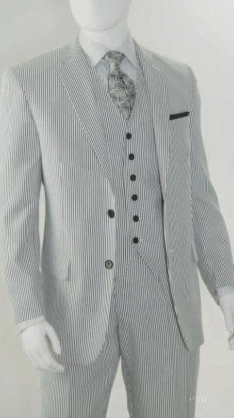 Men's Big & Tall Seersucker Sear sucker suit Black