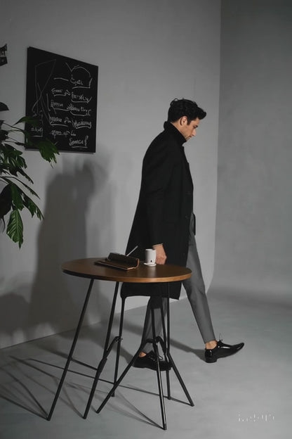 Mens Black Wool and Cashmere Overcoat – Full Length Topcoat or Three Quarter Carcoat
