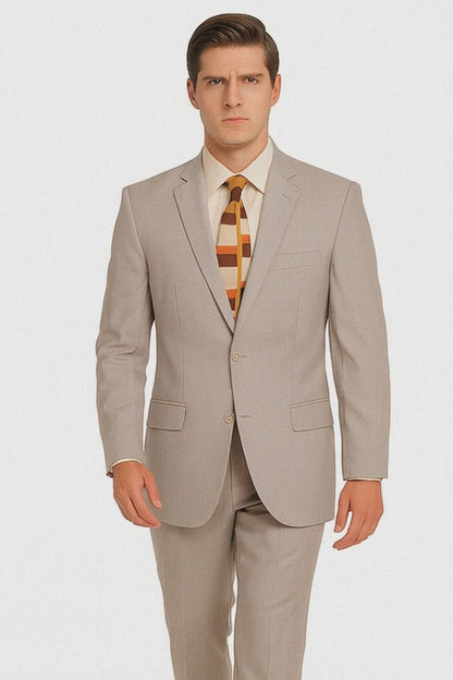 Men's Vitali  Authentic 2 Button Khaki Slim Fit Suit