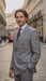Mens Classic Wool Feel Double Breasted Glen Plaid Suit in Grey