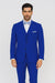 Poplin Fabric Pacelli 3pc Royal Blue Suit CAMERON-10011 Classic Fit Pleated Pants Athletic Cut