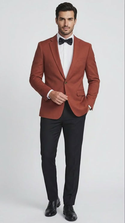 Men’s Brick Copper Rust Color  Blazer – Slim Fit Formal and Party Wear Jacket in Burnt Orange Sport Coat