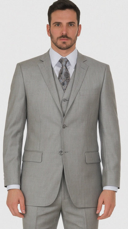 Vitali Brand Suits - Men'S Stone Double Vented Super Fine Poly Blend Suit