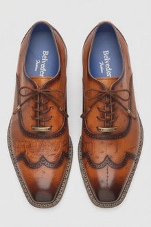 Belvedere Alex Ostrich Wingtip Dress Shoe – Cognac