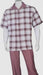 Mens 2pc Walking Suit Short Sleeve Casual Shirt and Pants Burgundy