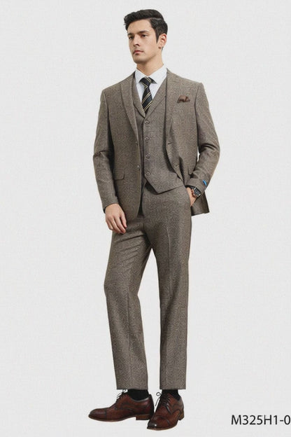 Tweed 3 Piece Suit - Tweed Wedding Suit Big and Tall Tweed Suit Slim Fitted Herringbone Fabric Plus Size Men's Suits For Big Guys
