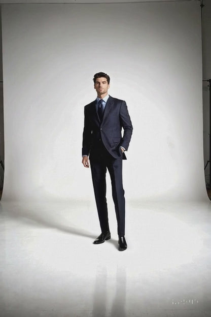 $795 #Zlk4 I Deal Dark Navy Blue Suit For Men Suit Features Classic Three Button 100% Sophisticated Wool