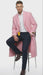 Men’s Pink Wool Blend Long Overcoat – Slim Fit Tailored Winter Coat - Carcoat - Topcoat