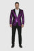 Men'S Purple Shiny Sequin Paisley 1 Button Blazer Dinner Jacket Sport Coat Jacket Sharkskin Flashy Stage Available In Peak Lapel