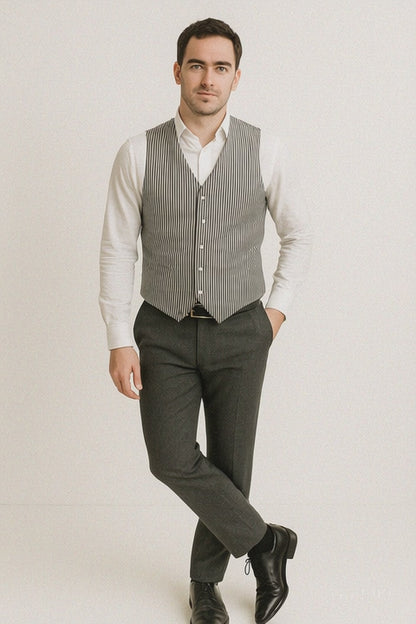 Men's Dark Navy Blue and White Stripe ~ Pinstripe Seersucker Sear sucker suit Vest Set