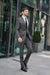 2 Button Slim Fitted Charcoal Subtle Glen Plaid Men's Suit