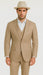 Mens Stacy Adams Suit - Designer Suit - 3 Piece Suit - Vested Suit - Flat Front Pant- Modern Fit Suits Tan Suit