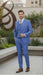 Men’s Light Blue Double-Breasted 3-Piece Suit Set – Tailored Fit Formal Business Suit in Steel Blue Sky Blue Color