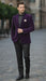 Men’s Purple Velvet Blazer – Luxury Slim Fit Formal Jacket with Black Satin Trim Tuxedo Dinner Jacket