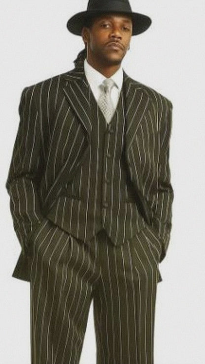 WTXZoot200 Men's Bold Pronounce Pinstripe Three Piece Zoot Fashion Suit 1920's