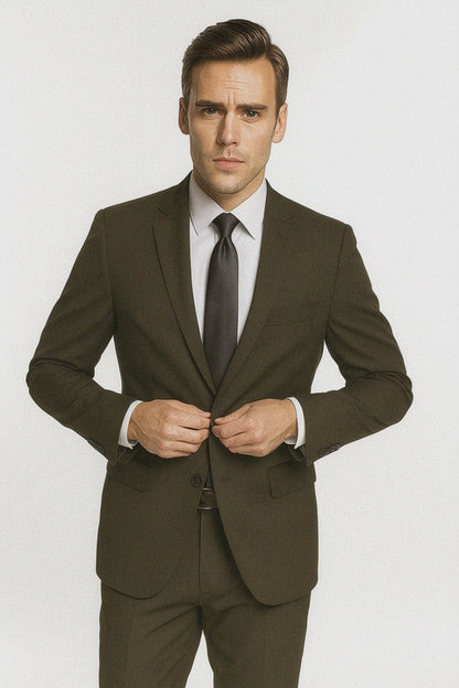 Giorgio Fiorelli Suit Men's Solid Olive Suit