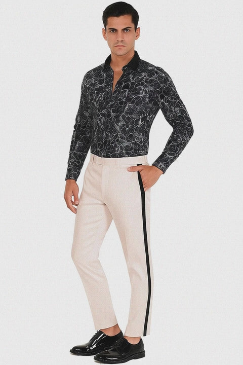 Men's Tuxedo Pants Flat Front Pants Ivory