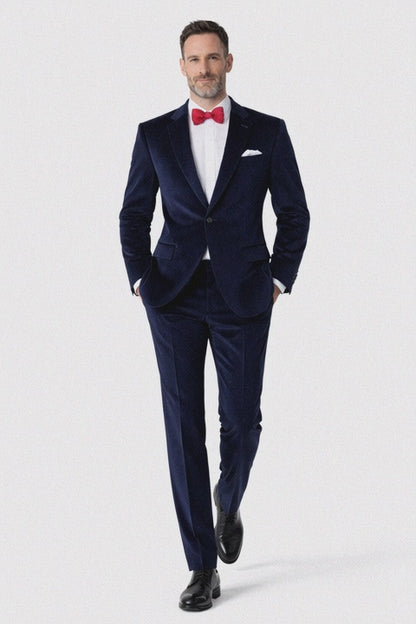 Slim Fit Dark Navy Velvet Suit