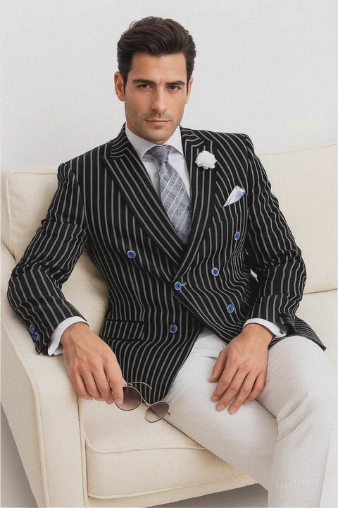  Double Breasted Blazer in Color Black
