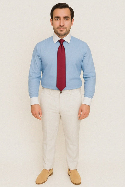 Classic Stylish Fashionable  -White Collar Two Toned Contrast white collars Multi-color Men's Dress Shirt